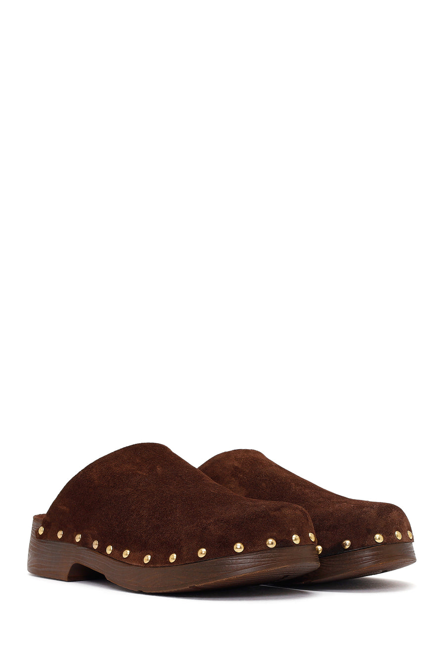 Women's Brown Platform Suede Leather Slippers
