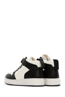 Women's Black Leather High Top Sneaker | Derimod