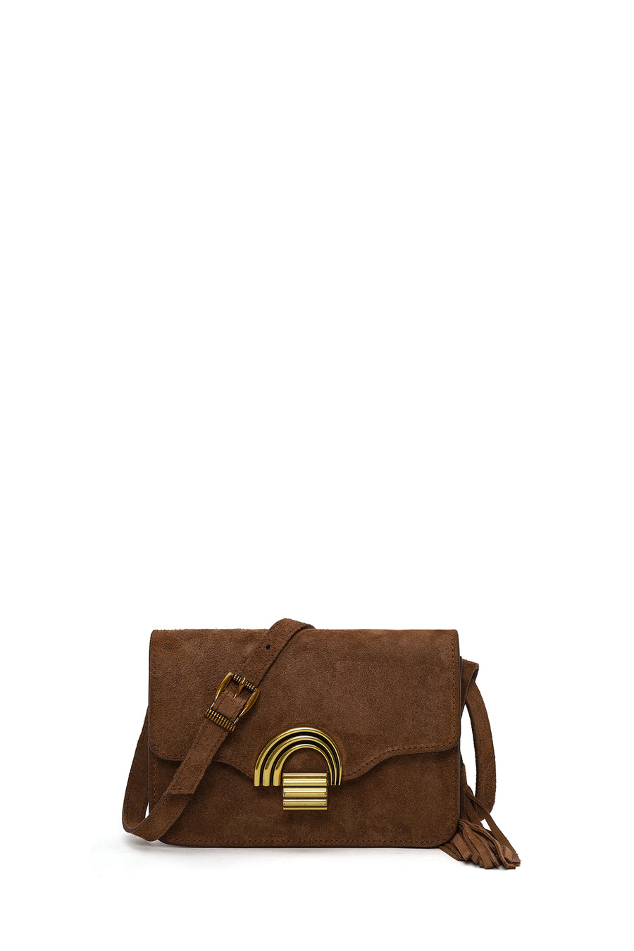 Woman Tan Long-Strap Suede Crossbody Bag WB610002DS | Derimod