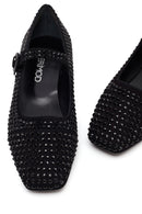 Women's Black Stone Leather Ballerinas | Derimod