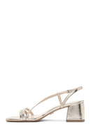 Women's Gold Ankle Buckle Low Heel Metallic Sandals | Derimod