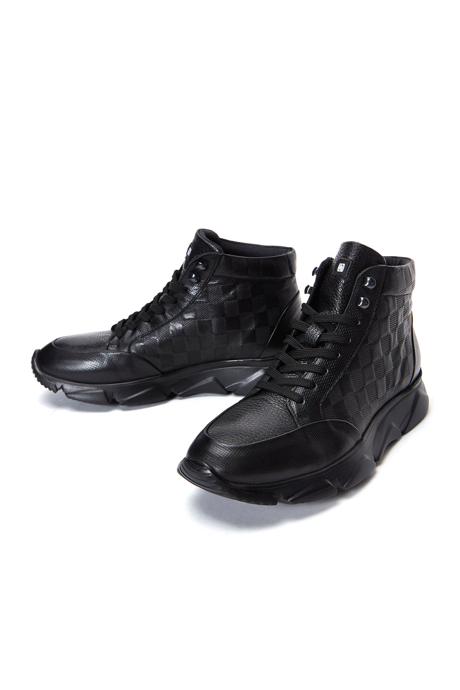 Men's Black Leather Ankle Sneaker Boots