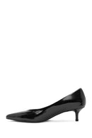 Women's Black Low Thin Heel Patent Leather Shoes | Derimod