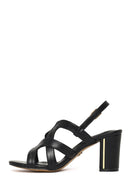 Woman Black Ankle Buckle Chunky Heeled Sandals | Derimod
