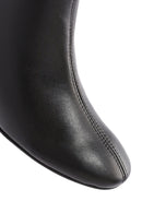 Women's Black Zippered Short Thick Heeled Leather Boots | Derimod