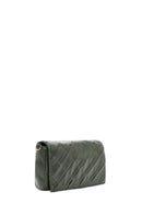 Women's Green Knitted Shoulder Bag with Printed Straps | Derimod