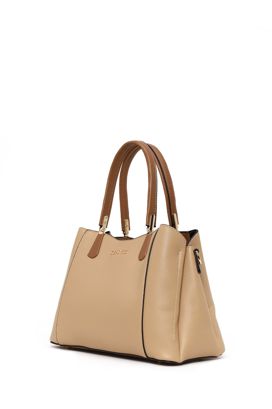 Woman Beige Long-Strap Shoulder Bag