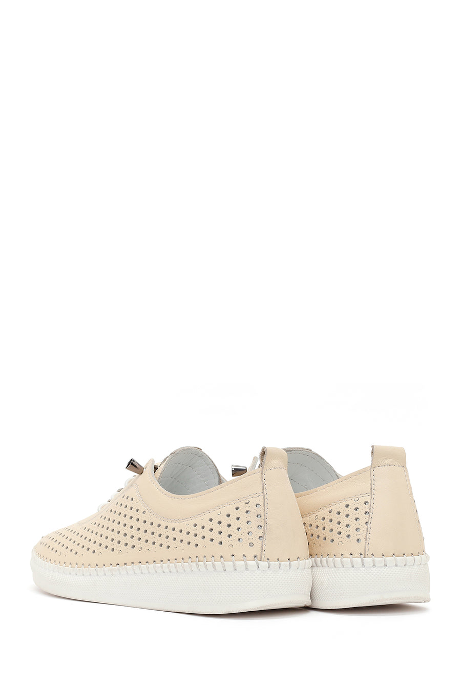 Woman Beige Leather Comfort Shoes