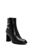 Women's Black Accessory Detailed Zippered Thick Heeled Boots | Derimod