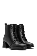 Women's Black Zippered Chunky Heel Boots | Derimod