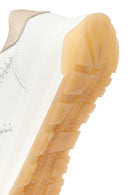 Woman White Lace-Up Zip Closure Thick-Soled Leather Sneaker | Derimod