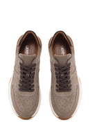 Men's Mink Lace-Up Suede Leather Sneaker | Derimod