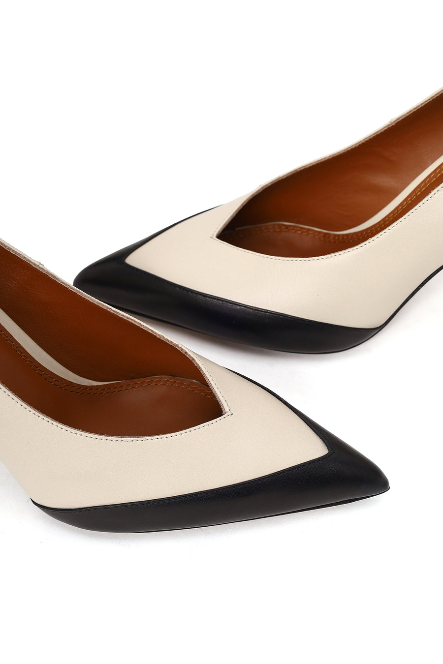 Woman Cream Thin Heeled Leather Stiletto