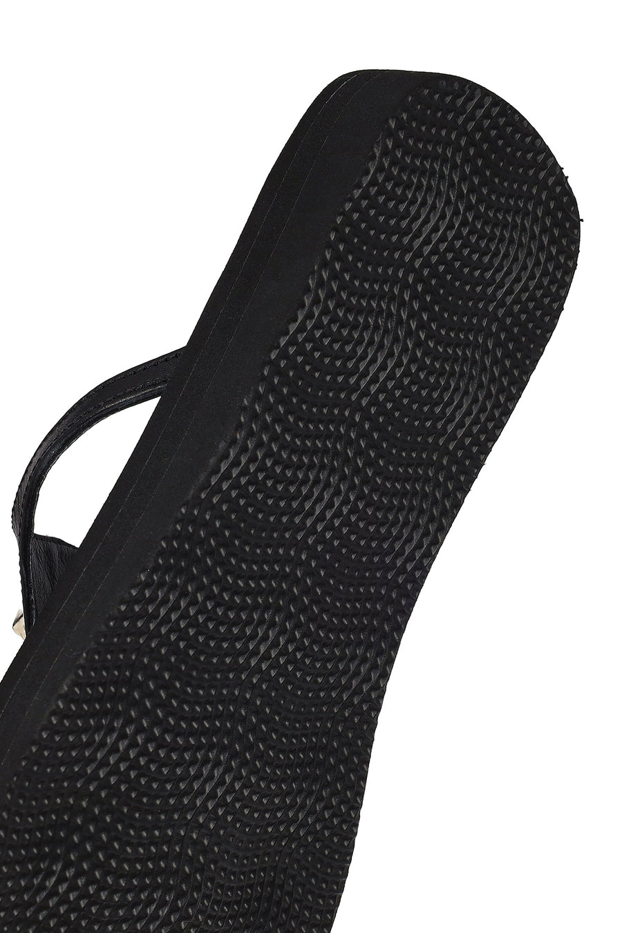 Women's Black Flip Flops Leather Slippers