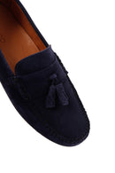 Men's Navy Blue Suede Leather Loafer | Derimod