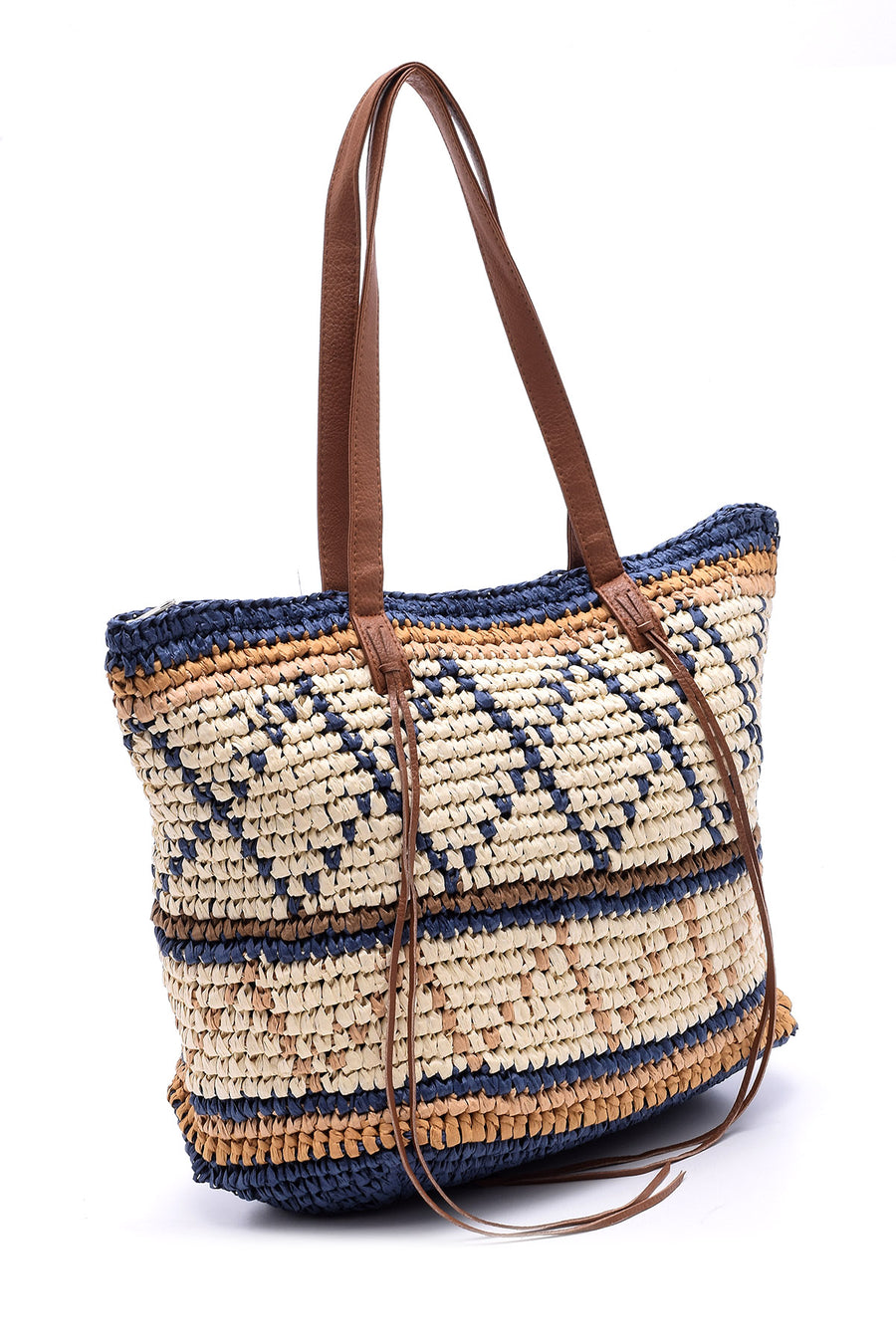 Women's Patterned Straw Bag