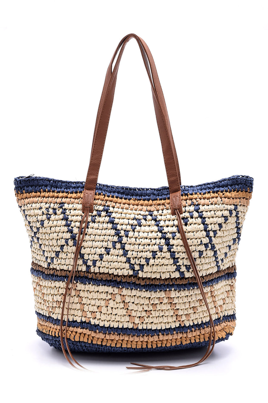 Women's Patterned Straw Bag
