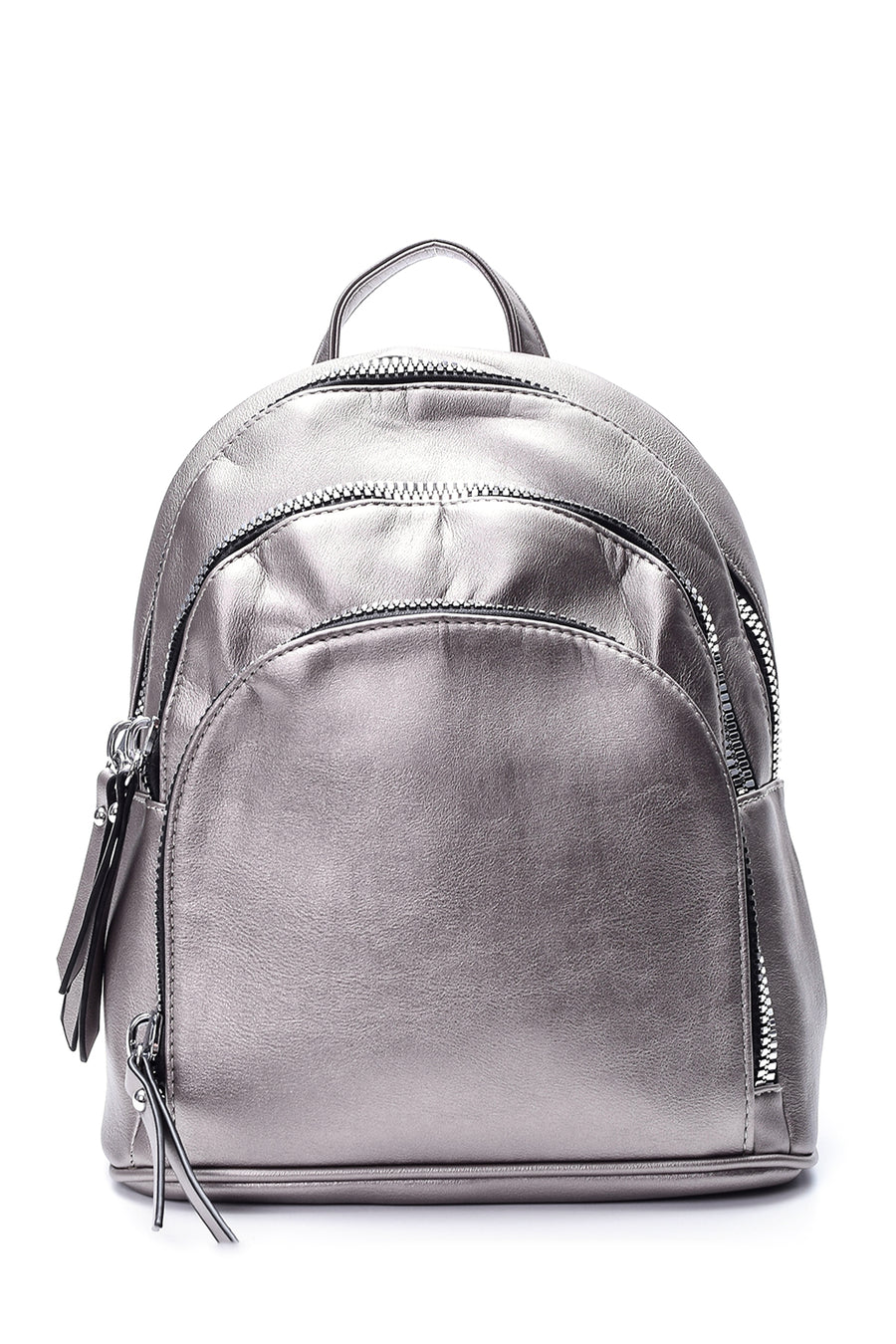 Women's Silver Large Zipper Backpack 19SBD257118 | Derimod