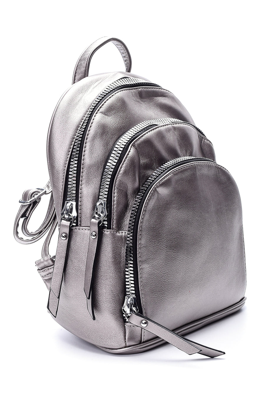 Women's Silver Large Zipper Backpack