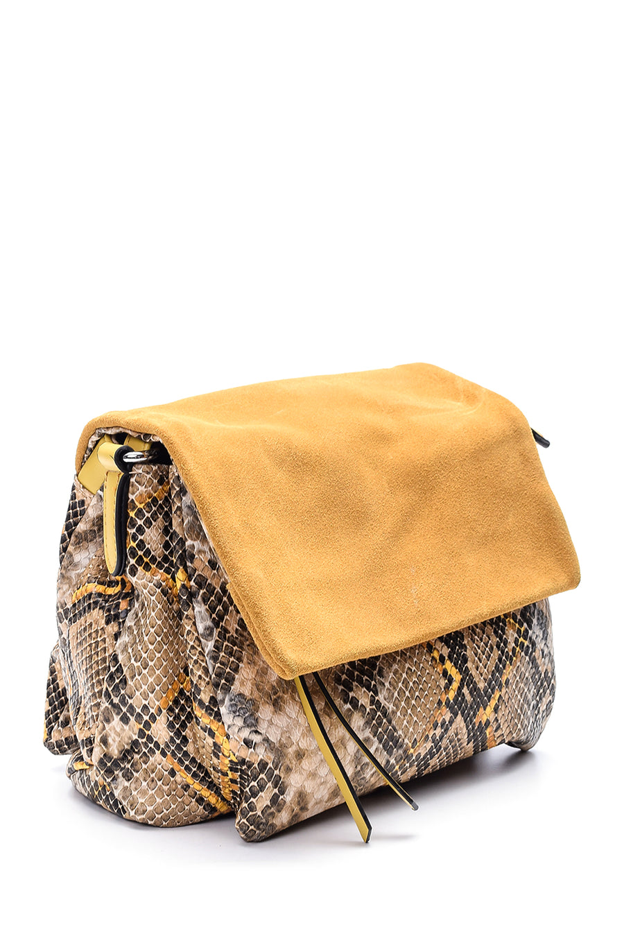 Women's Crocodile Patterned Suede Bag