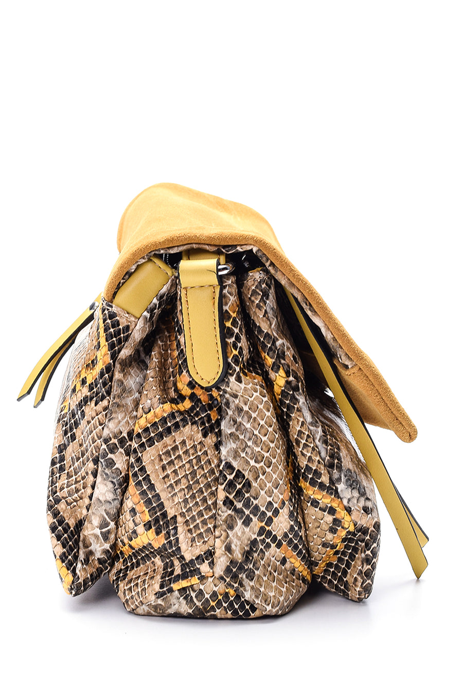 Women's Crocodile Patterned Suede Bag