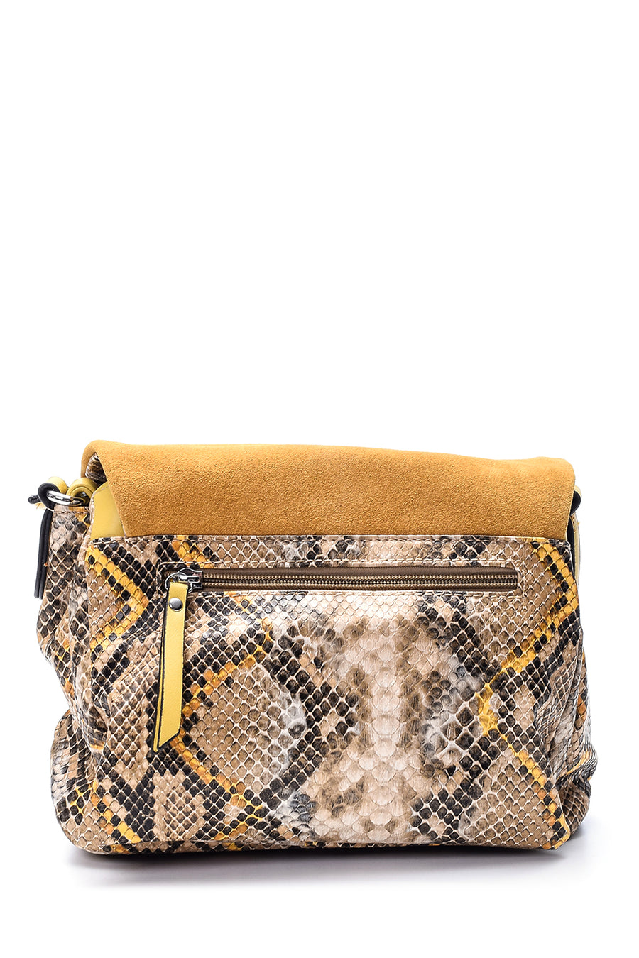 Women's Crocodile Patterned Suede Bag