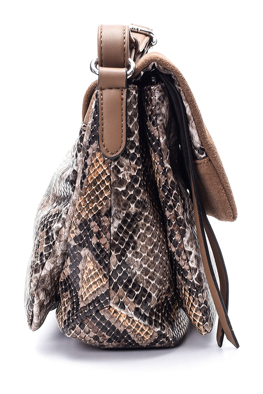 Women's Crocodile Patterned Suede Bag