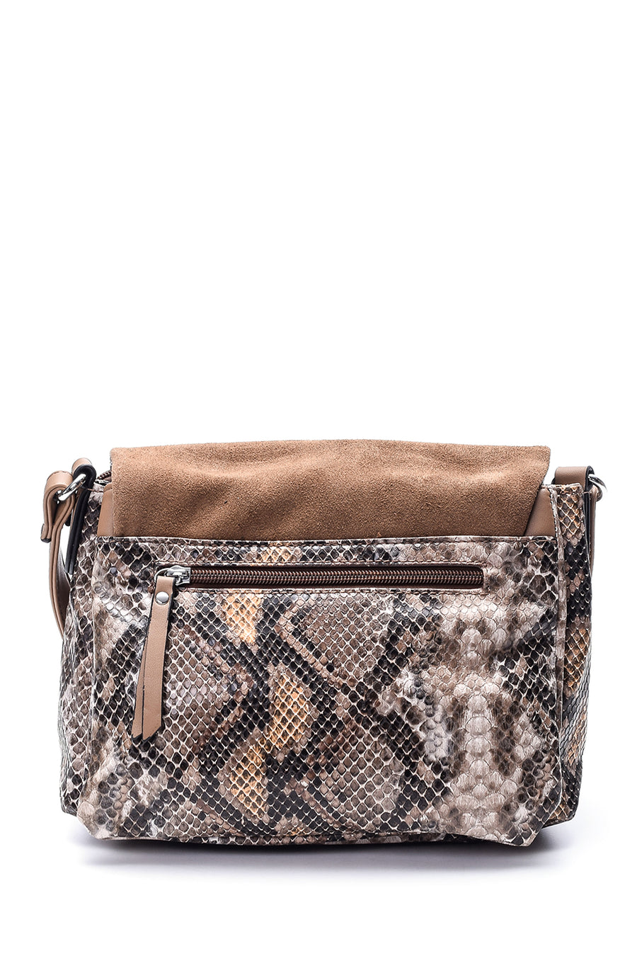 Women's Crocodile Patterned Suede Bag