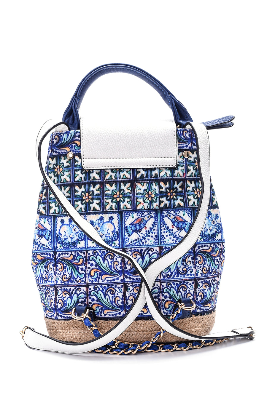 Women's Straw Detailed Backpack