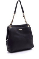 Kadın Siyah Suni Deri Omuz Çantası | Derimod