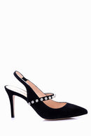 Women's Stone Detailed Suede Heeled Shoes | Derimod
