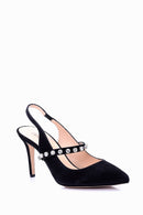 Women's Stone Detailed Suede Heeled Shoes | Derimod
