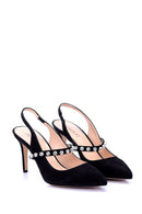 Women's Stone Detailed Suede Heeled Shoes | Derimod