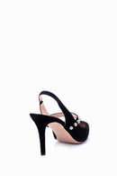 Women's Stone Detailed Suede Heeled Shoes | Derimod