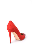 Women's Crocodile Detailed Suede Leather Stiletto | Derimod