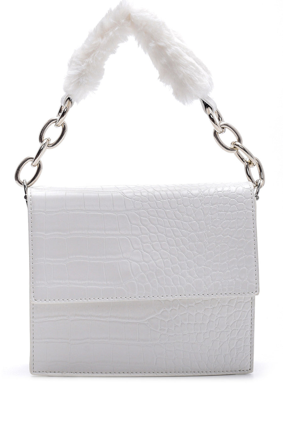 Women's Crocodile Patterned Plush Detailed Bag 19WBD2216E3 | Derimod