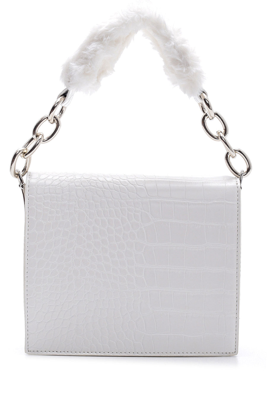 Women's Crocodile Patterned Plush Detailed Bag
