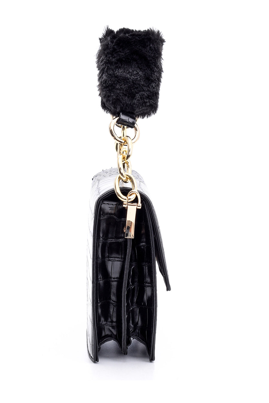 Women's Crocodile Patterned Plush Detailed Bag