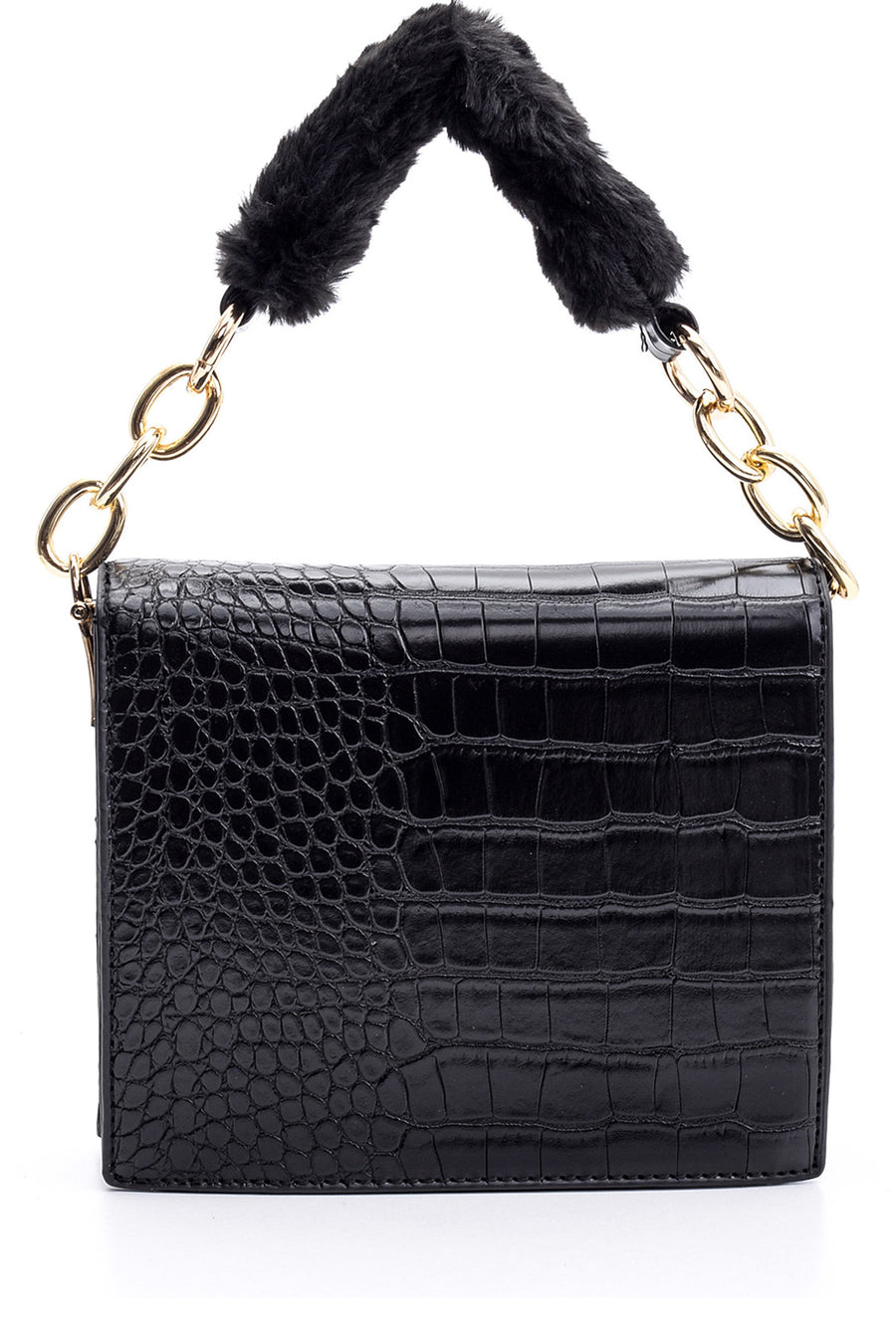 Women's Crocodile Patterned Plush Detailed Bag