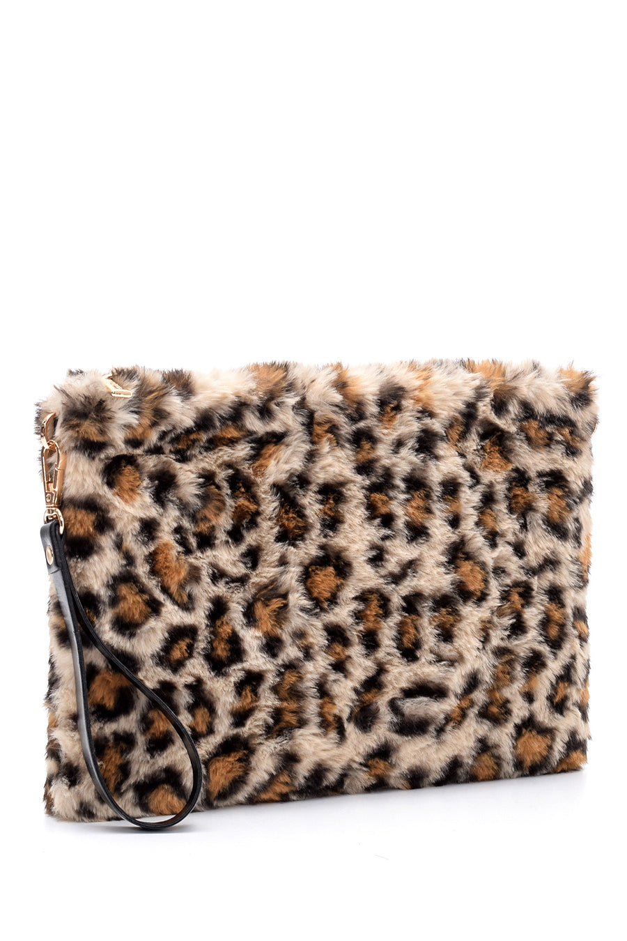 Women's Plush Leopard Portfolio Bag