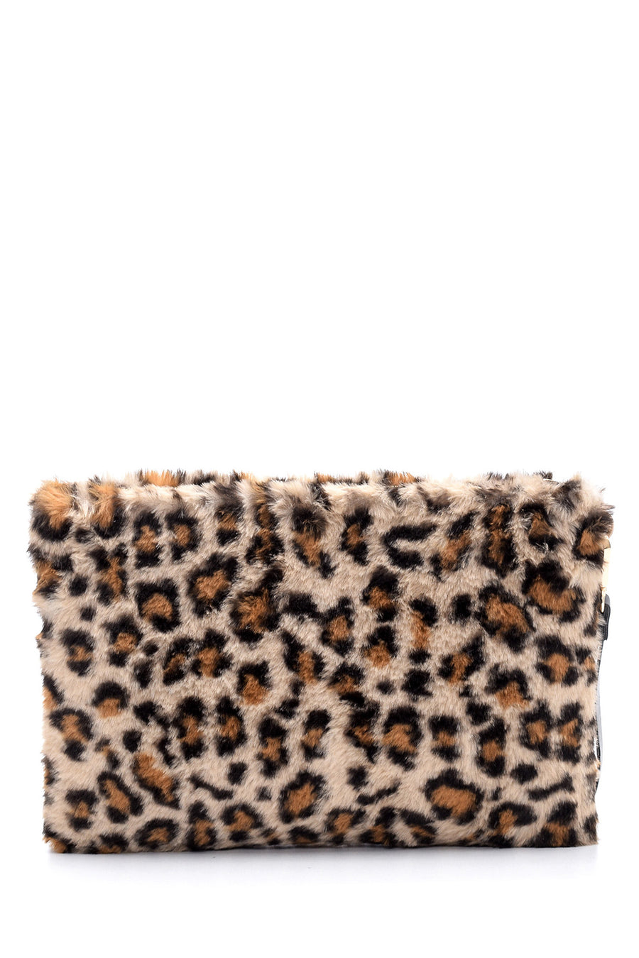 Women's Plush Leopard Portfolio Bag