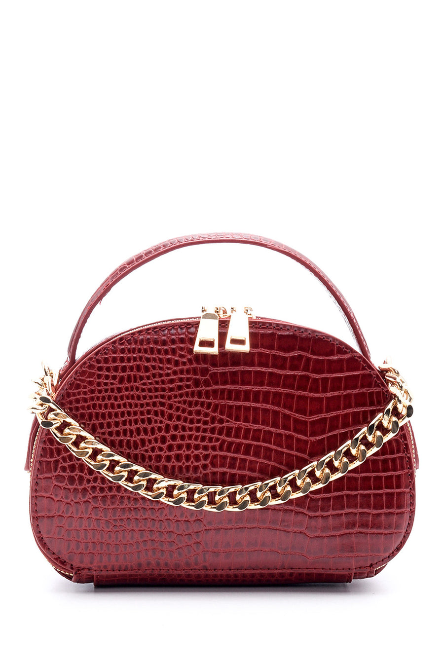 Women's Crocodile Patterned Chain Patent Leather Bag 19WBD2632E3 | Derimod