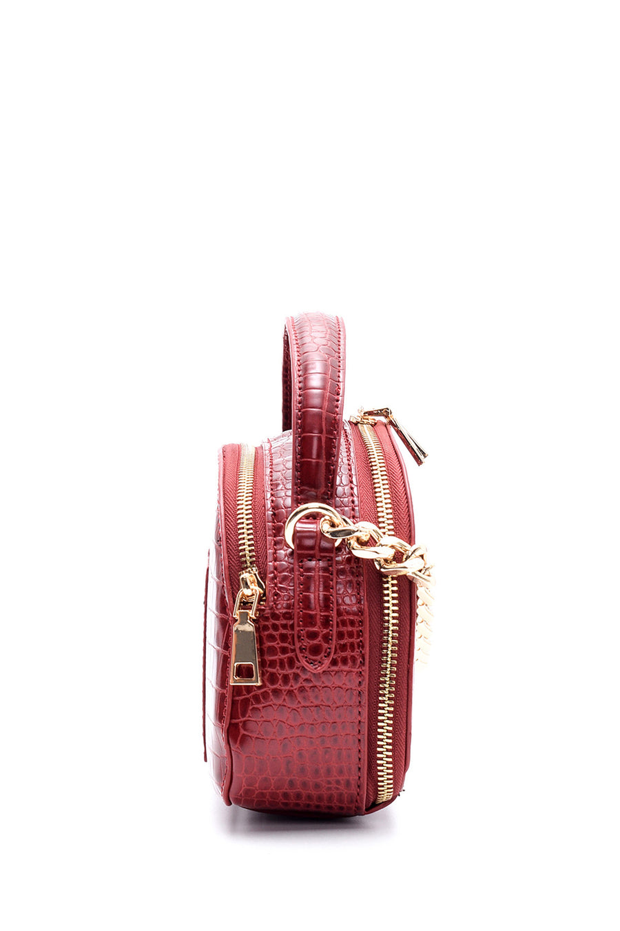 Women's Crocodile Patterned Chain Patent Leather Bag