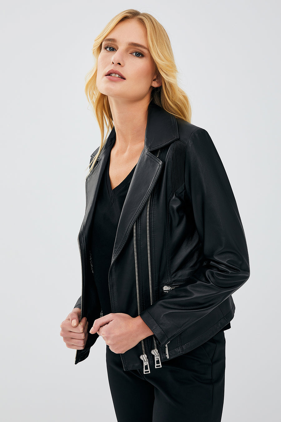 Stefania Kadın Siyah Biker Deri Ceket 19WGD5193U4 | Derimod