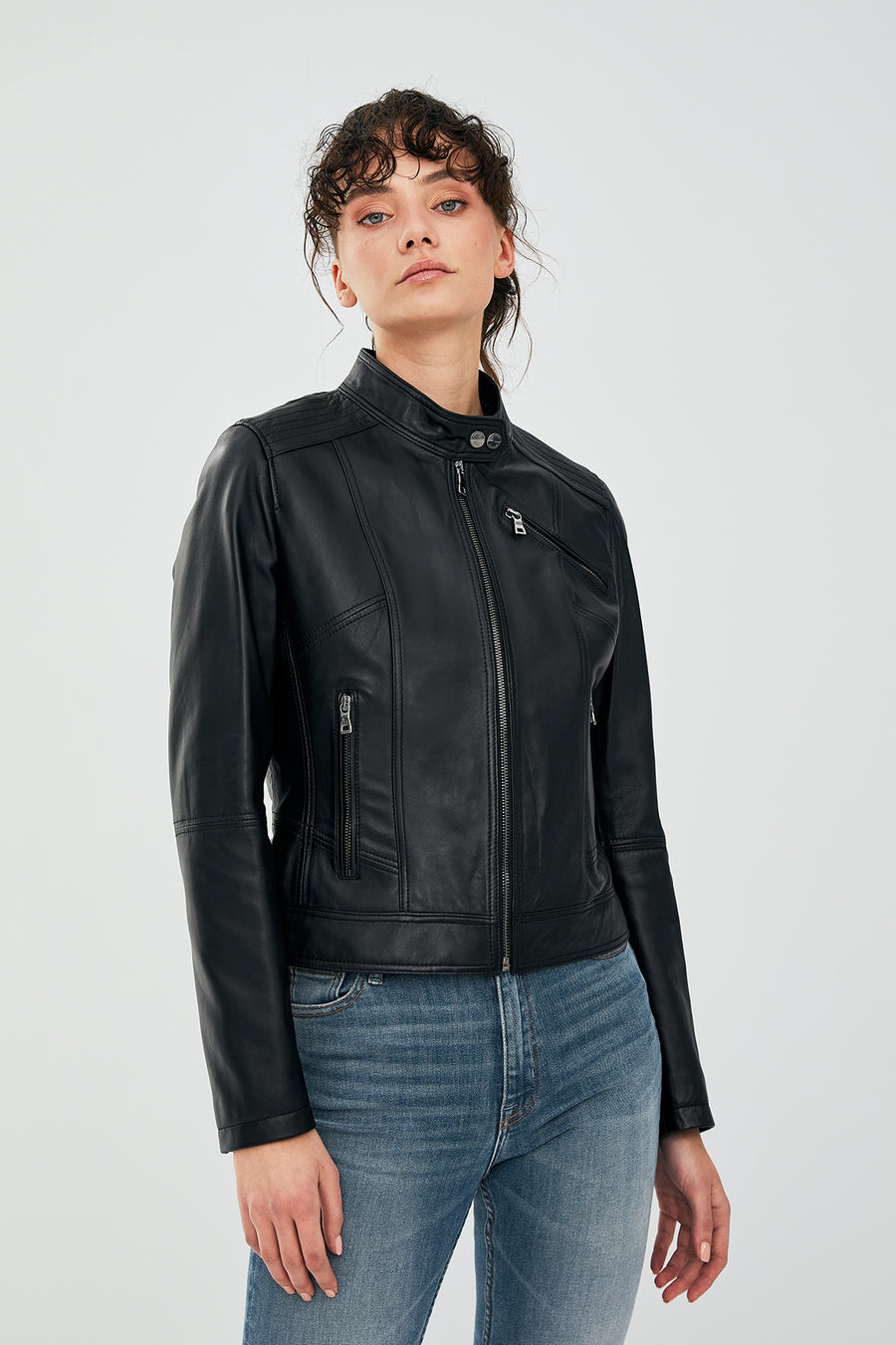 Kylie Women's Black Short Leather Jacket