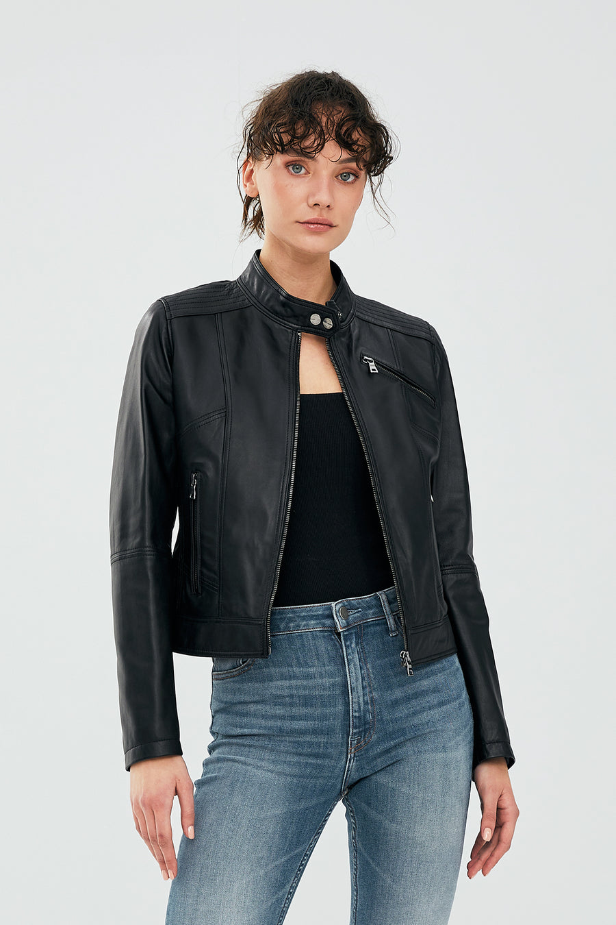 Kylie Women's Black Short Leather Jacket