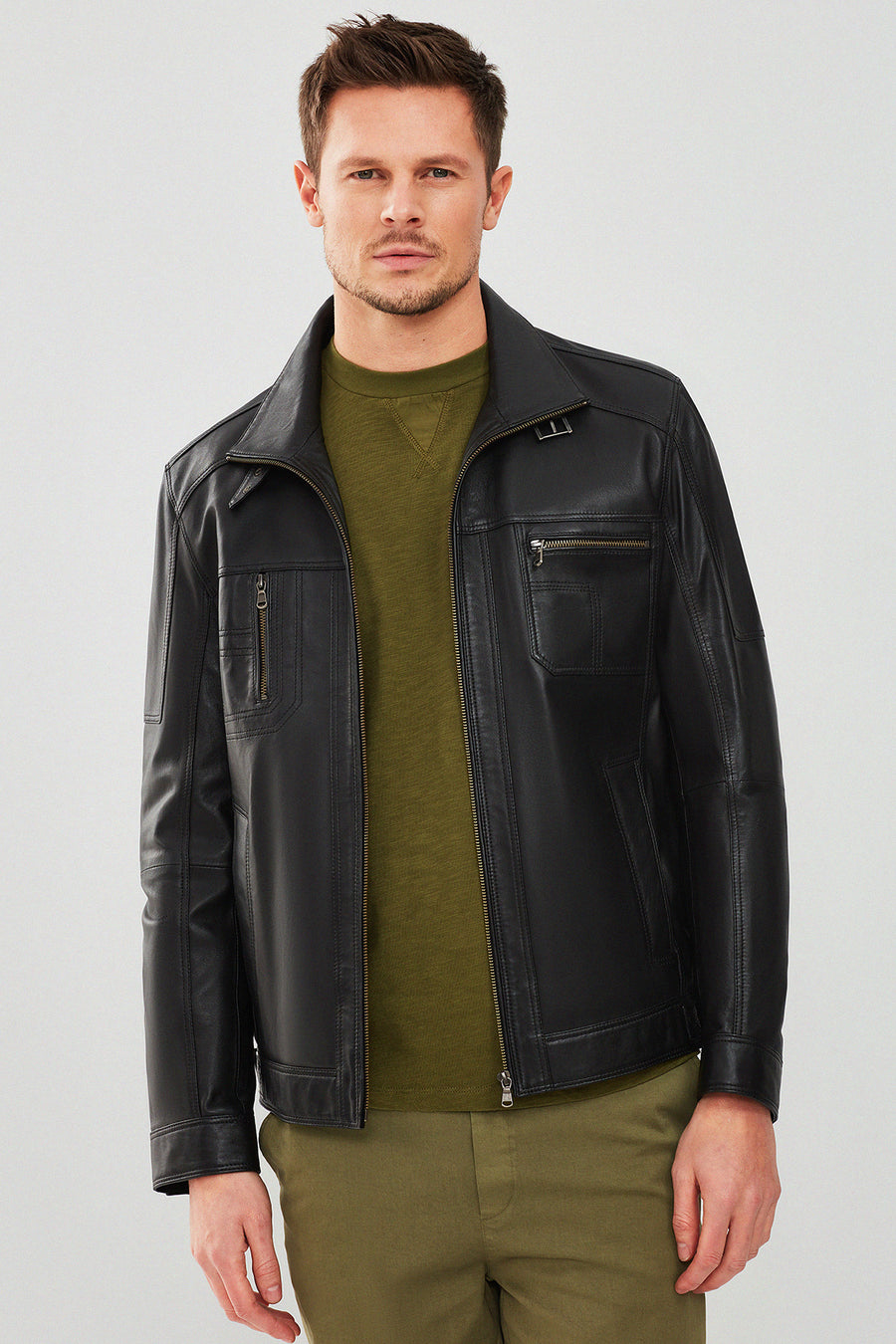 Muller Men's Black Leather Jacket 19WGE61121M | Derimod