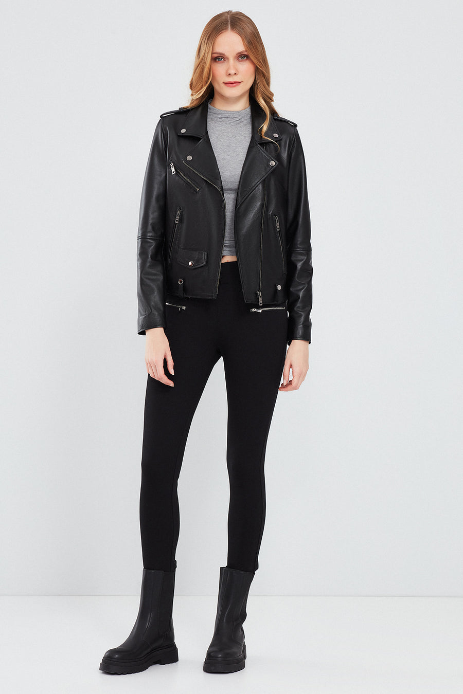Egoist Women's Black Biker Leather Jacket