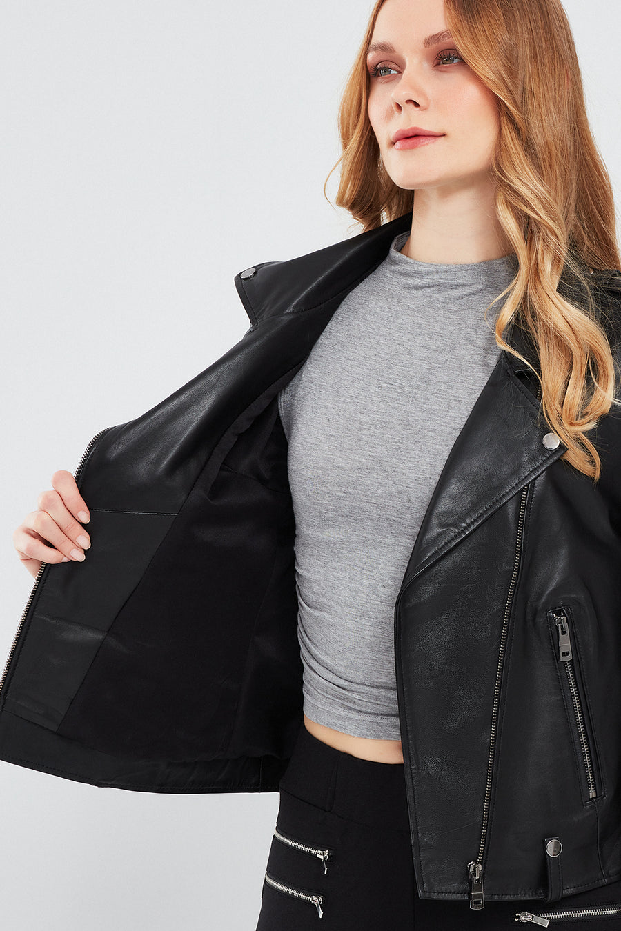 Egoist Women's Black Biker Leather Jacket