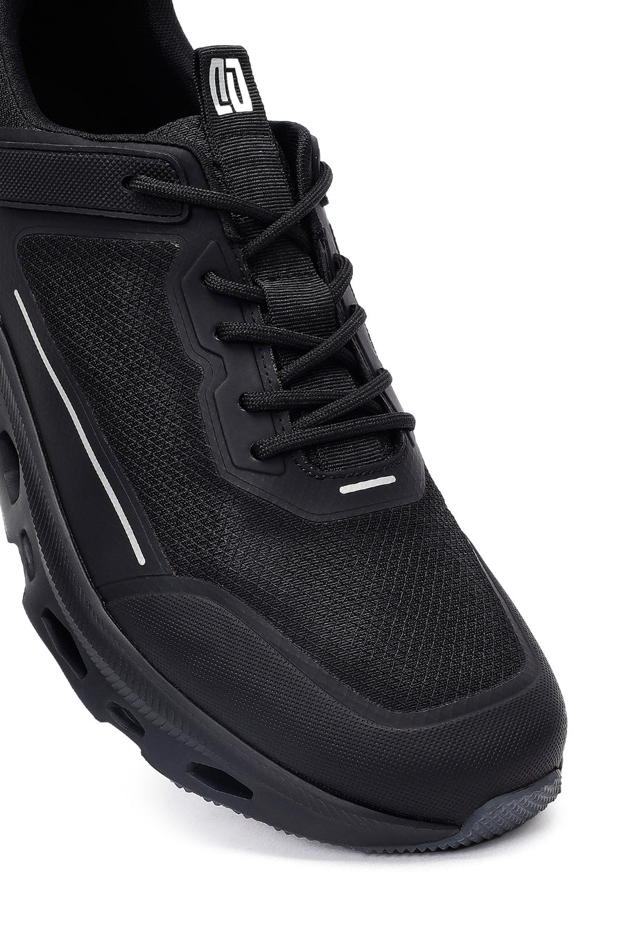 Erkek Siyah Bağcıklı Kalın Tabanlı Kumaş Sneaker
